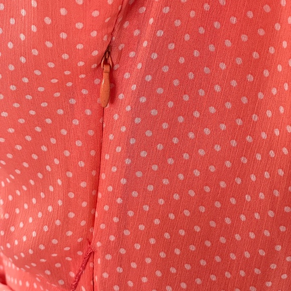 MSK Short Sleeve Ruffle Front Polka Dot Dress with slip Size 14 NWOT - Picture 5 of 10